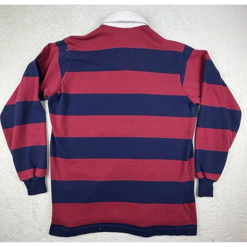 Vintage Canterbury Of New Zealand Rugby Jersey Red Navy Striped Long Sleeve-READ